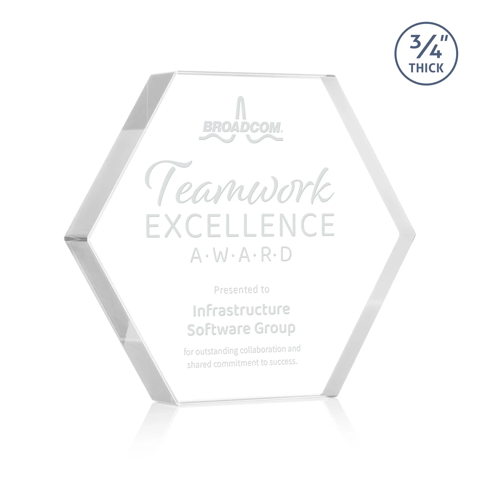 Custom Starfire Crystal Hexagon Award in Multiple Colors, No Base, desk awards for retirement presentations