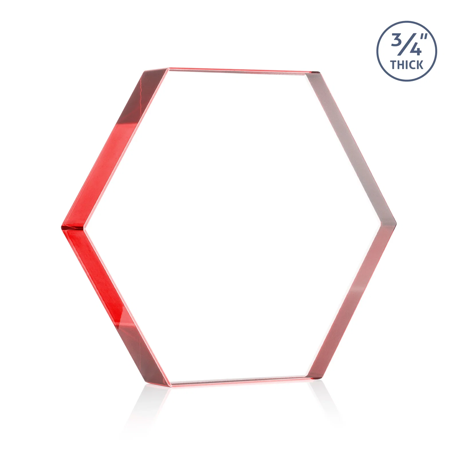 Custom engraved Starfire Crystal Hexagon Award in Multiple Colors, No Base, desk awards for donor appreciation