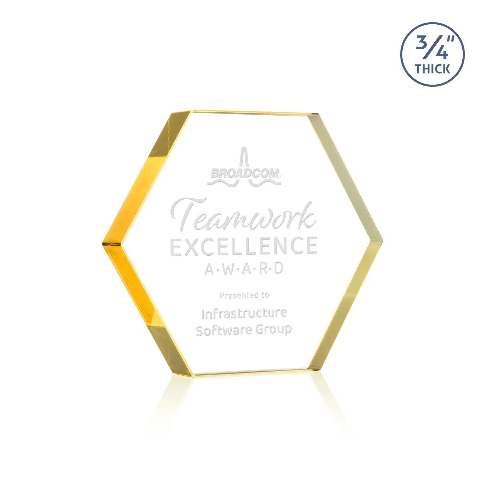 Custom Starfire Crystal Hexagon Award in Multiple Colors, No Base, desk awards for graduation ceremonies