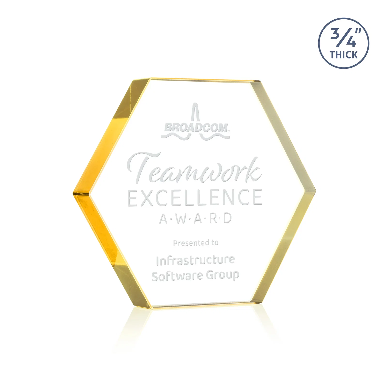 Custom Starfire Crystal Hexagon Award in Multiple Colors, No Base, desk awards for safety achievement programs