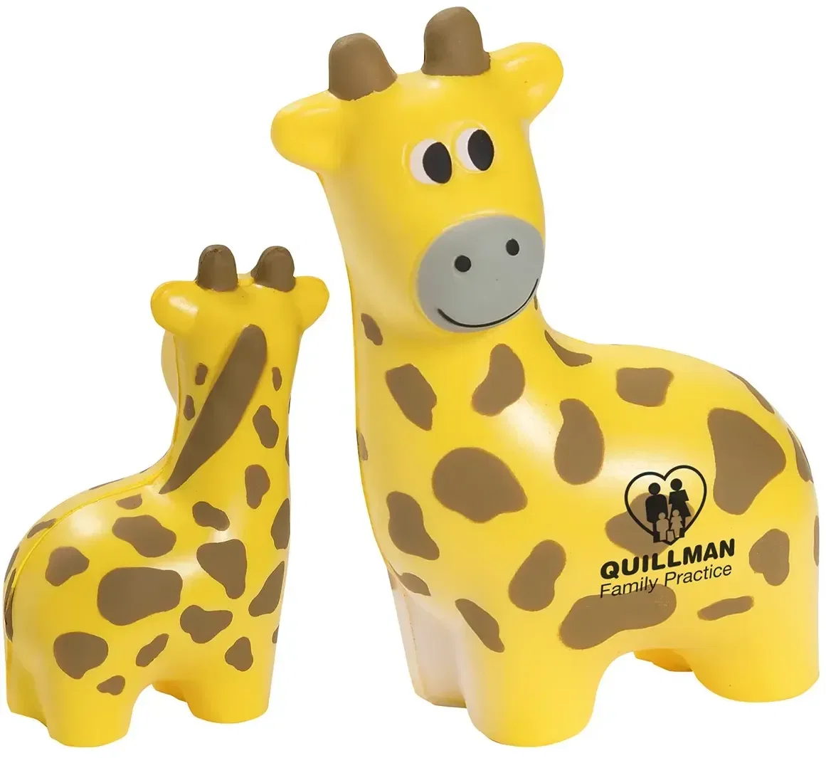 Giraffe Stress Reliever, custom standing-giraffe foam squeeze toy for branded zoo logo giveaways