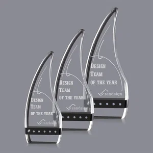 Optical Crystal Award With Black Accents, Diamond Gems, Two Colors