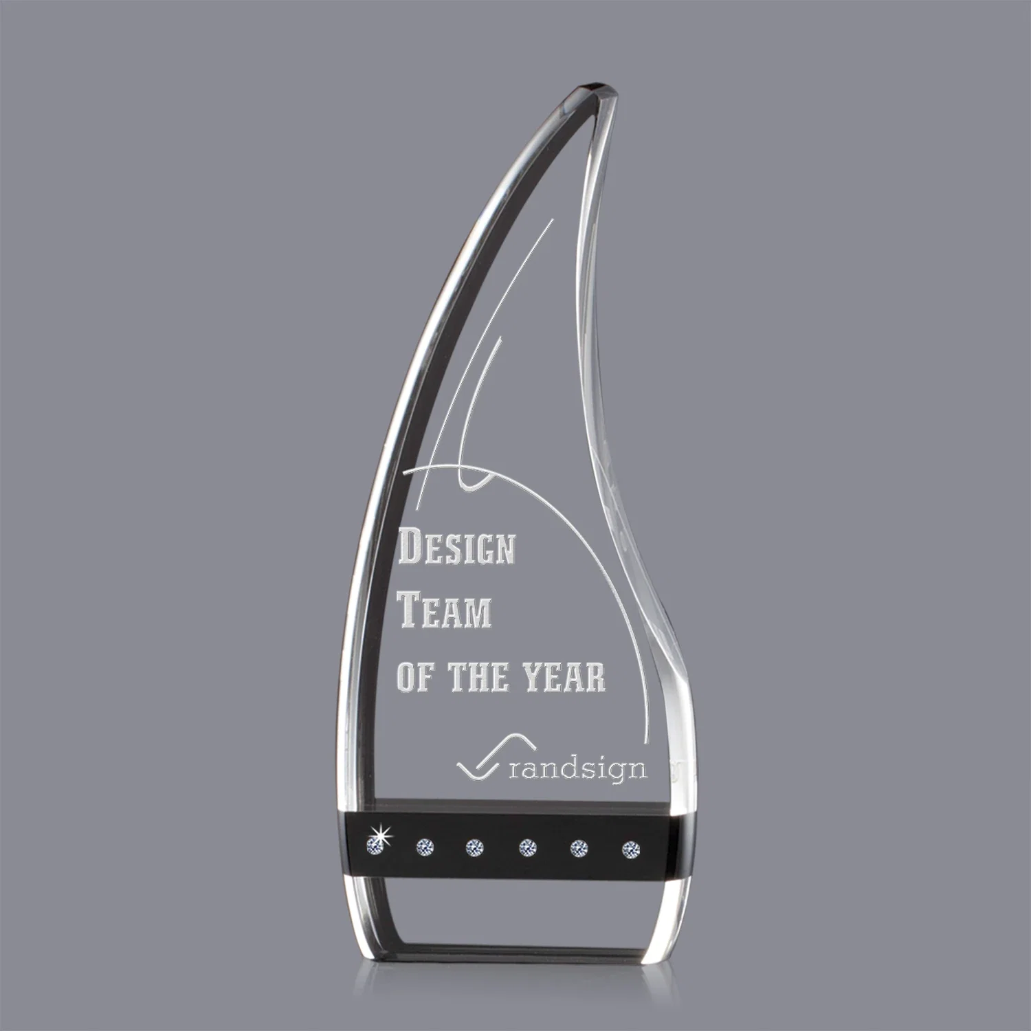 Custom Optical Crystal Award With Black Accents, Diamond Gems, Two Colors for corporate award ceremonies