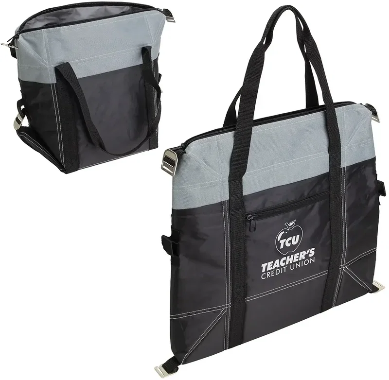 Branded Glacier convertible cooler bag angled view showing the insulated main compartment