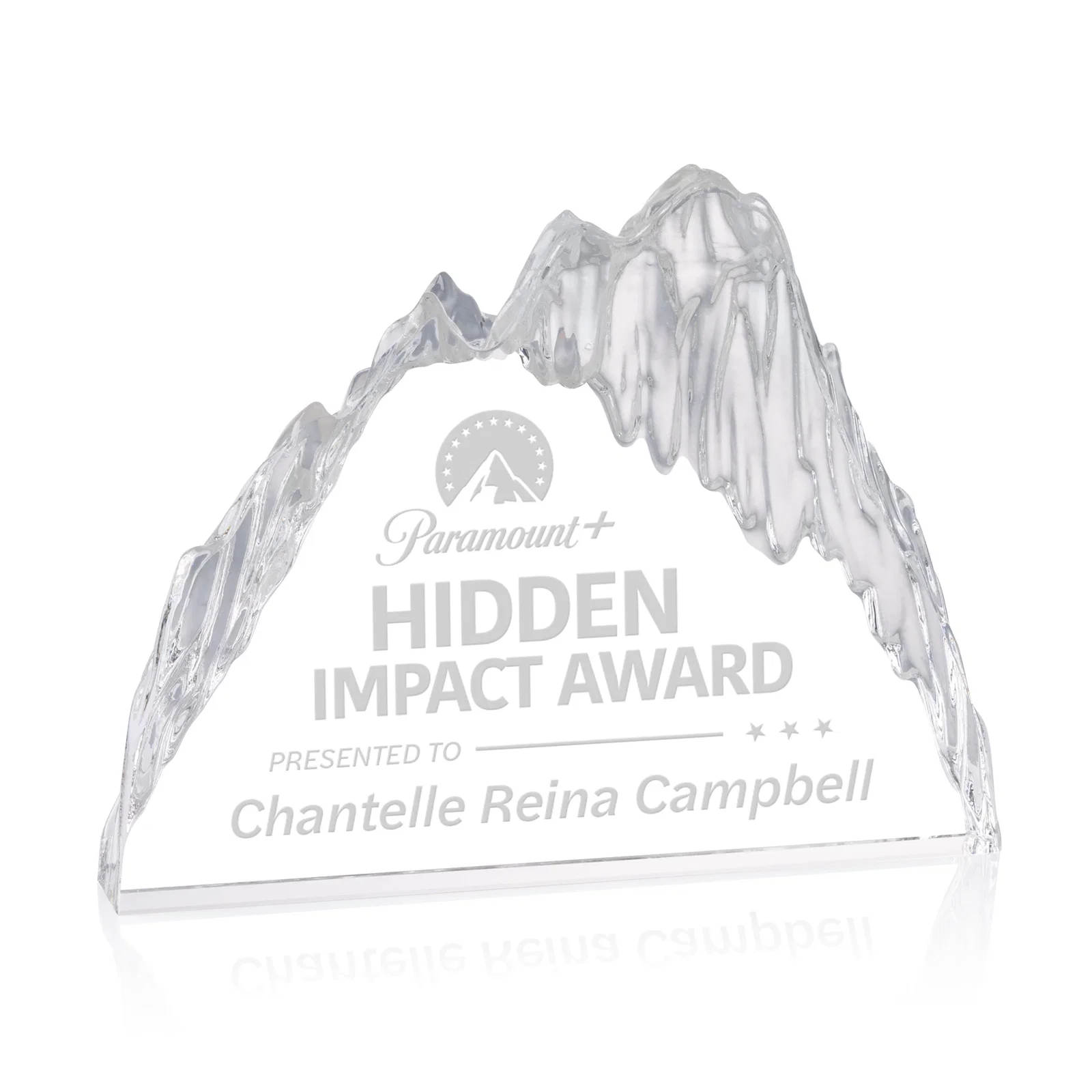 Custom Freestanding Optical Crystal Glacier Award With Ice-Carved Edges, awards for sales achievement awards
