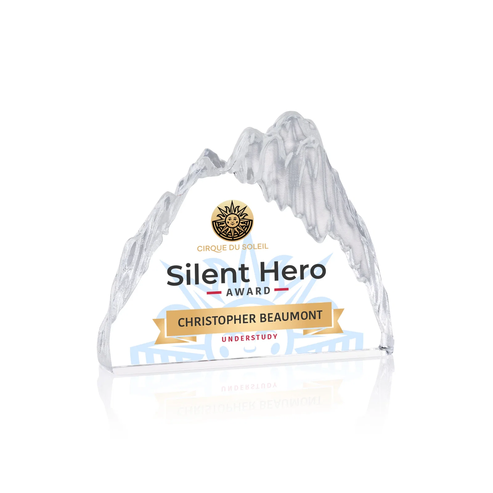 Custom Freestanding Optical Crystal Glacier Award With Ice-Carved Edges, awards for donor appreciation