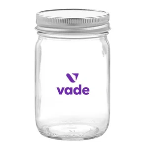 Glass Mason Jars with Satin Bow (12 oz)