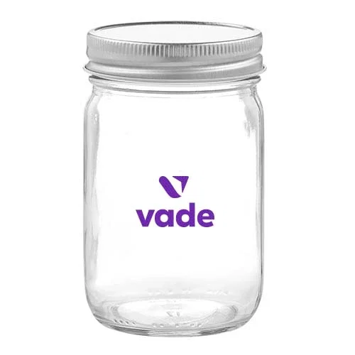 Glass Mason Jars with Satin Bow (12 oz) — view 1