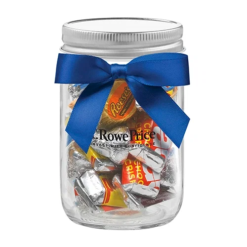 Glass Mason Jars with Satin Bow (12 oz) — view 2
