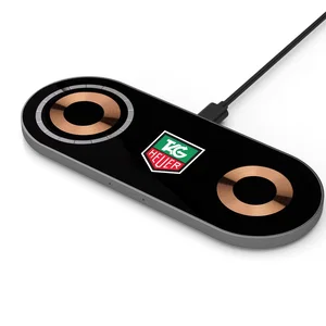 15-Watt Dual Wireless Charging Pad, 7" x 2.75" Aluminum and Glass, Full-Color Imprint