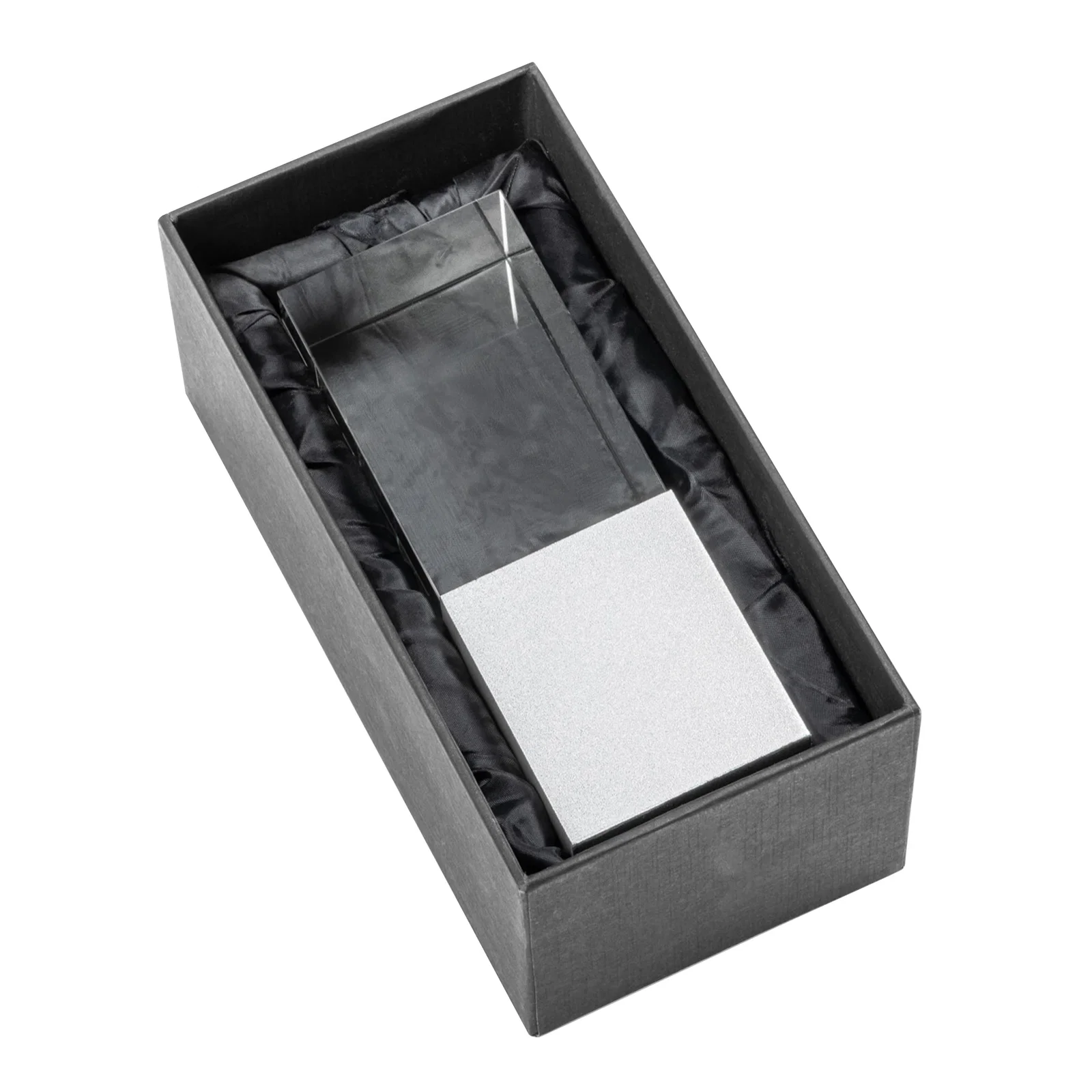 Custom Optical Crystal Award on Brushed Aluminum Base, metal awards for retirement presentations