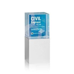 Optical Crystal Award on Brushed Aluminum Base