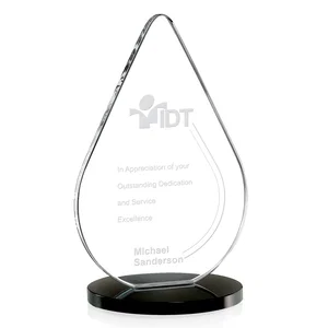 Starfire Crystal Droplet Award on Rosewood-Toned Round Base