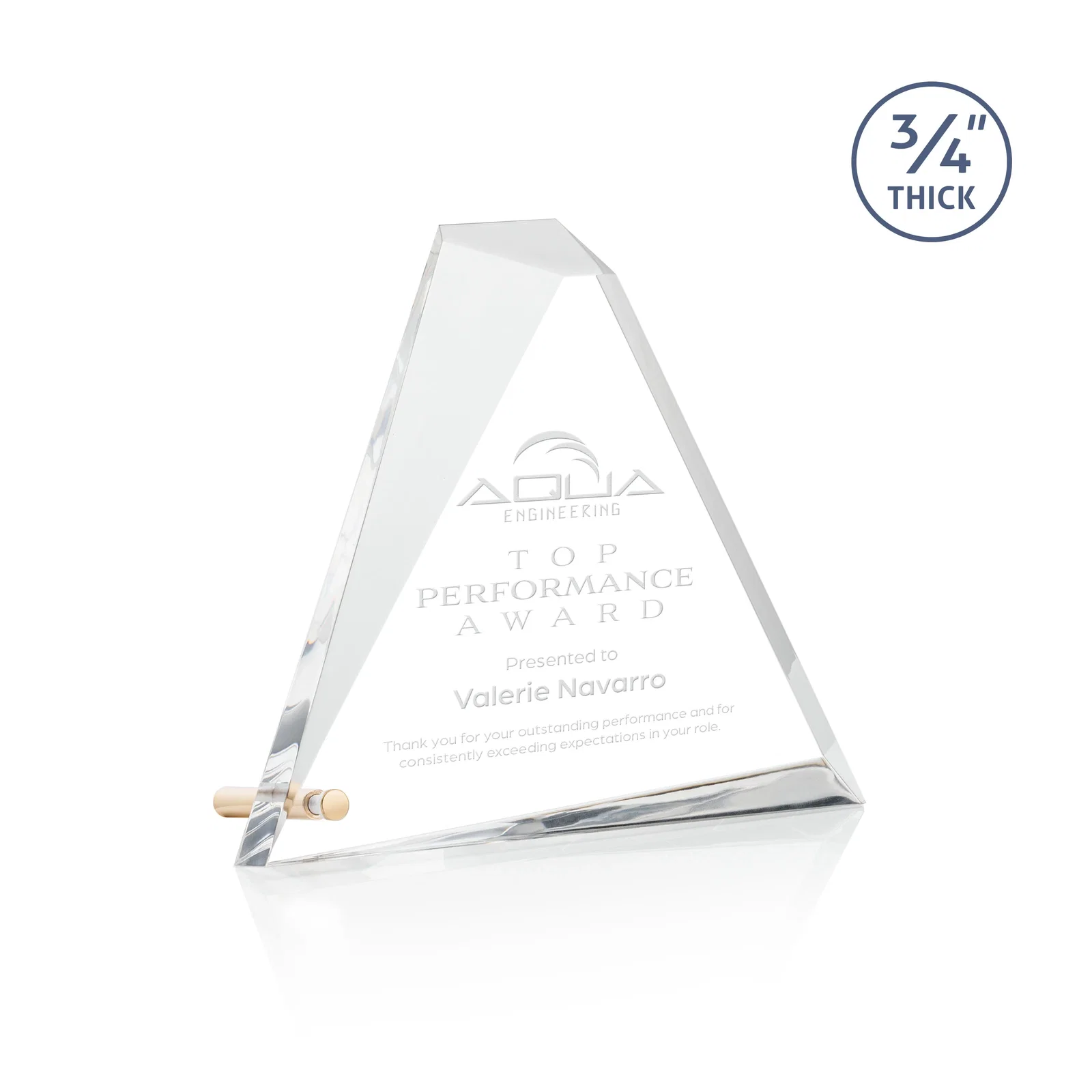 Custom Multifaceted Acrylic Pyramid Award with Easel Pin for dealer and partner awards