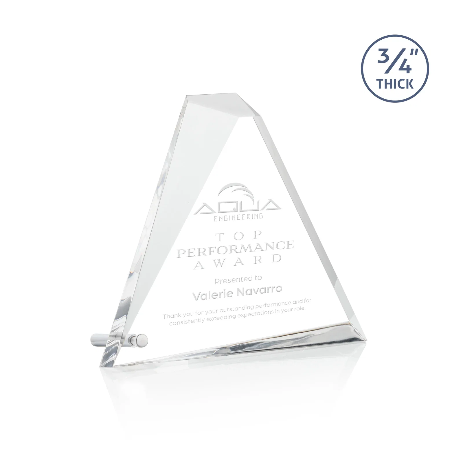 Personalized Multifaceted Acrylic Pyramid Award with Easel Pin for service anniversary gifts