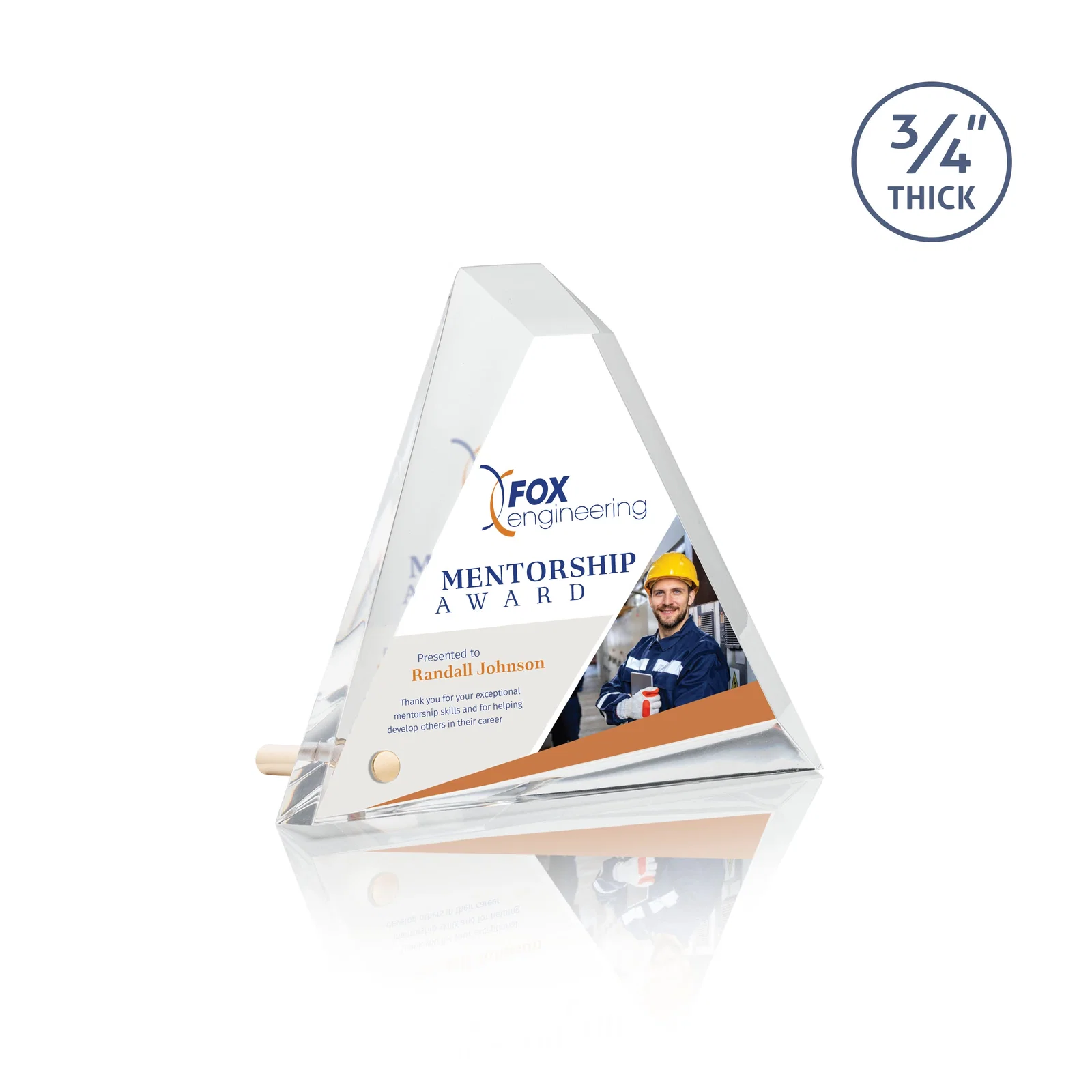 Custom Multifaceted Acrylic Pyramid Award with Easel Pin for corporate award ceremonies