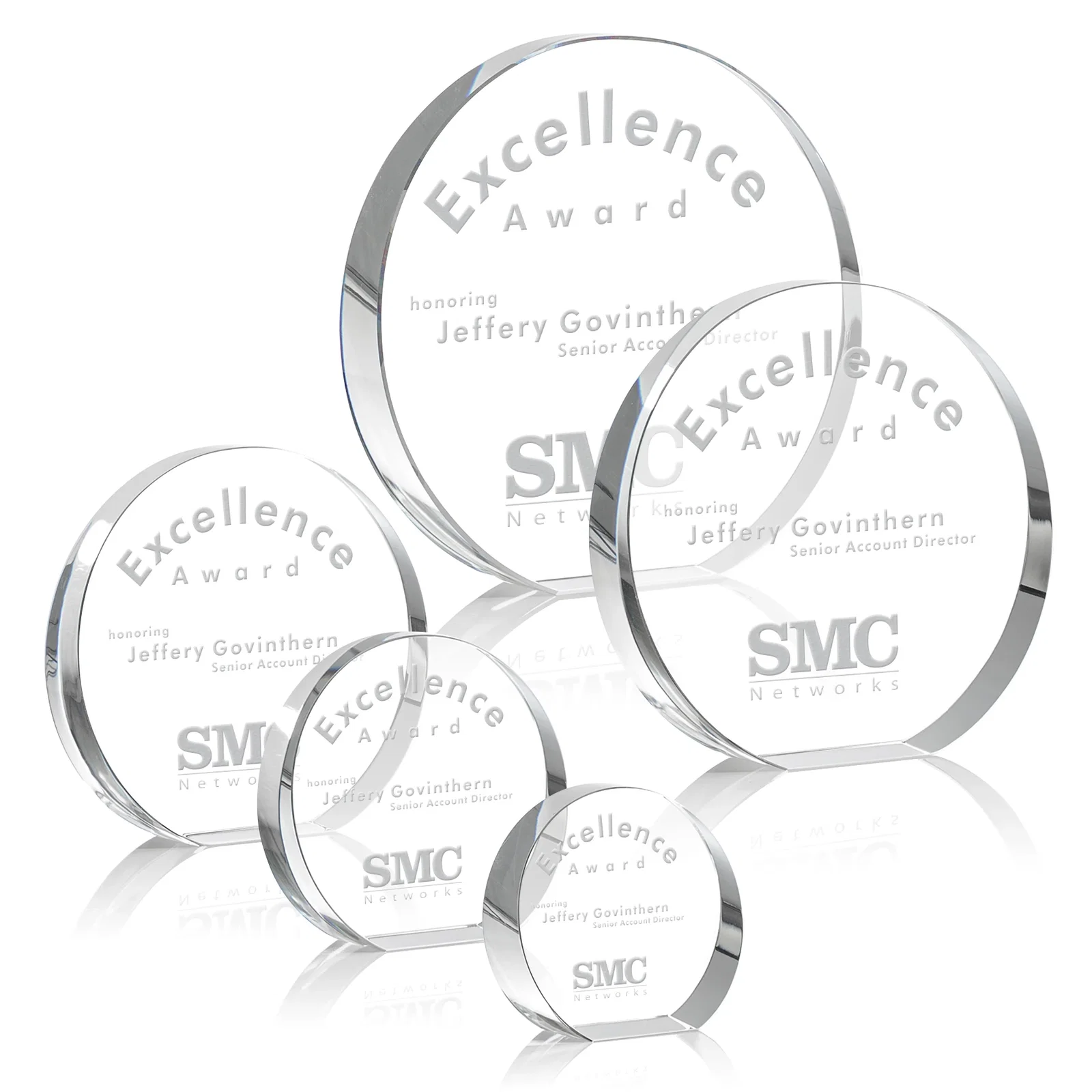 Custom Optical Crystal Desk Award With an Extra-Thick, Light-Bending Edge for employee recognition