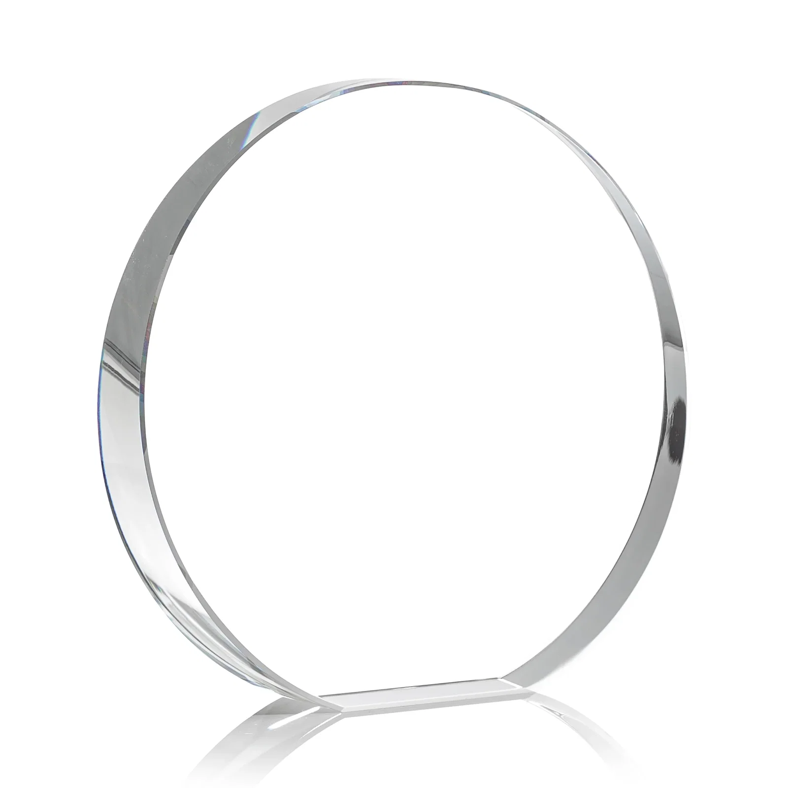 Promotional Optical Crystal Desk Award With an Extra-Thick, Light-Bending Edge for team milestone celebrations