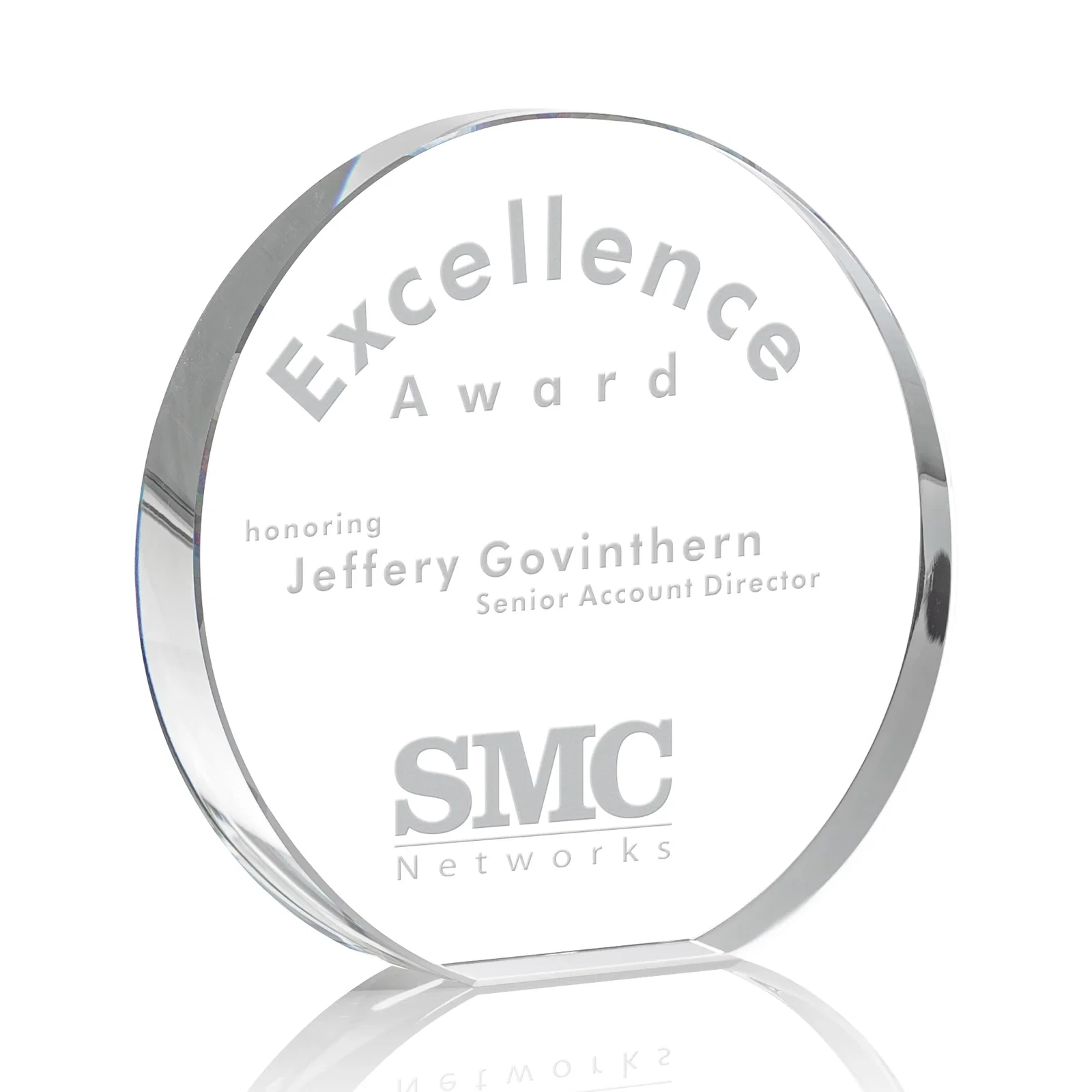 Custom Optical Crystal Desk Award With an Extra-Thick, Light-Bending Edge for team milestone celebrations