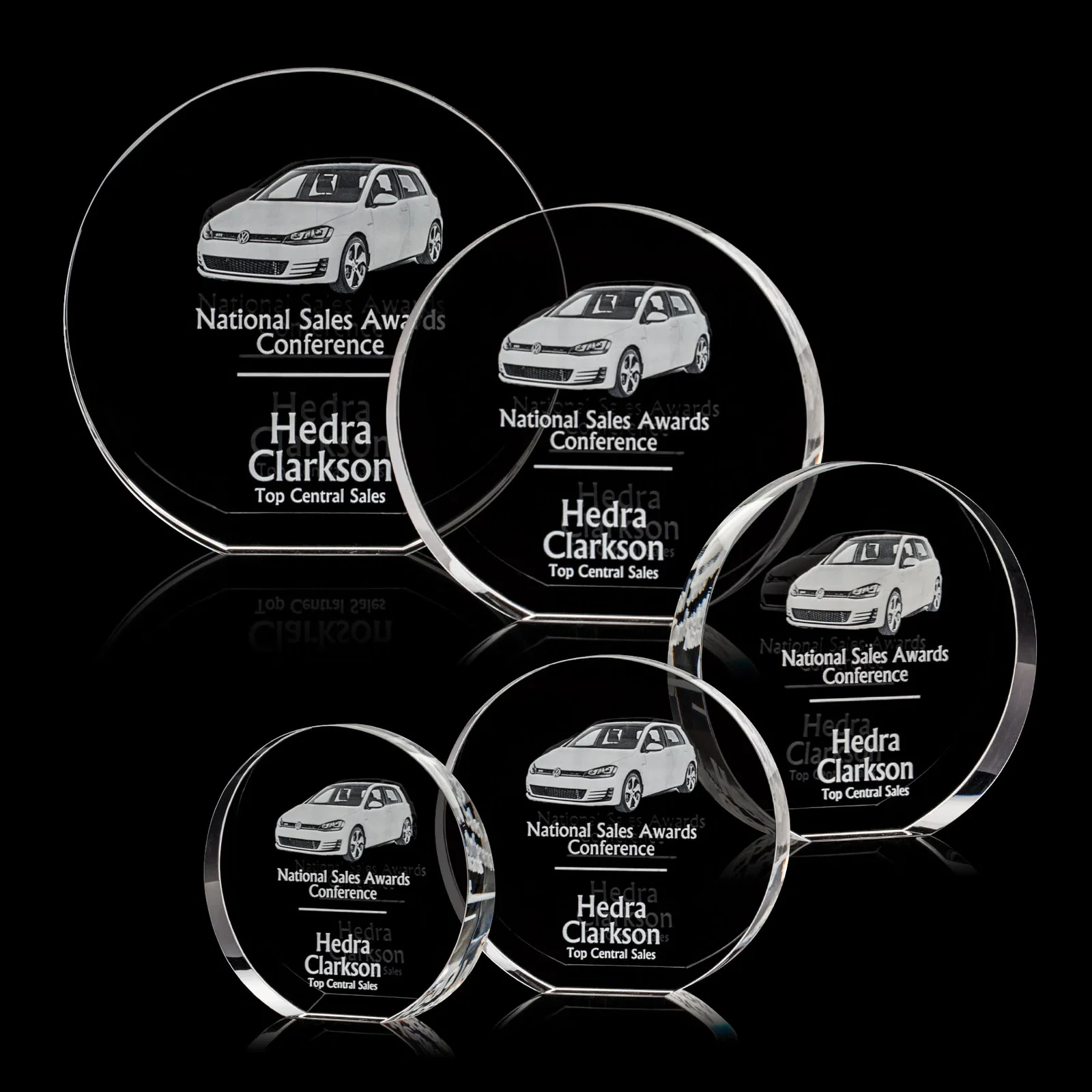 Custom Optical Crystal Desk Award With an Extra-Thick, Light-Bending Edge for safety achievement programs