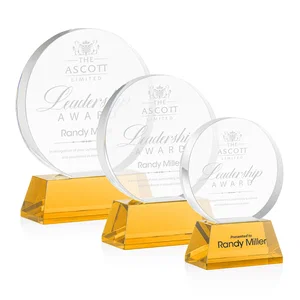 Extra Thick Optical Crystal Circle Award with Second Etch Position
