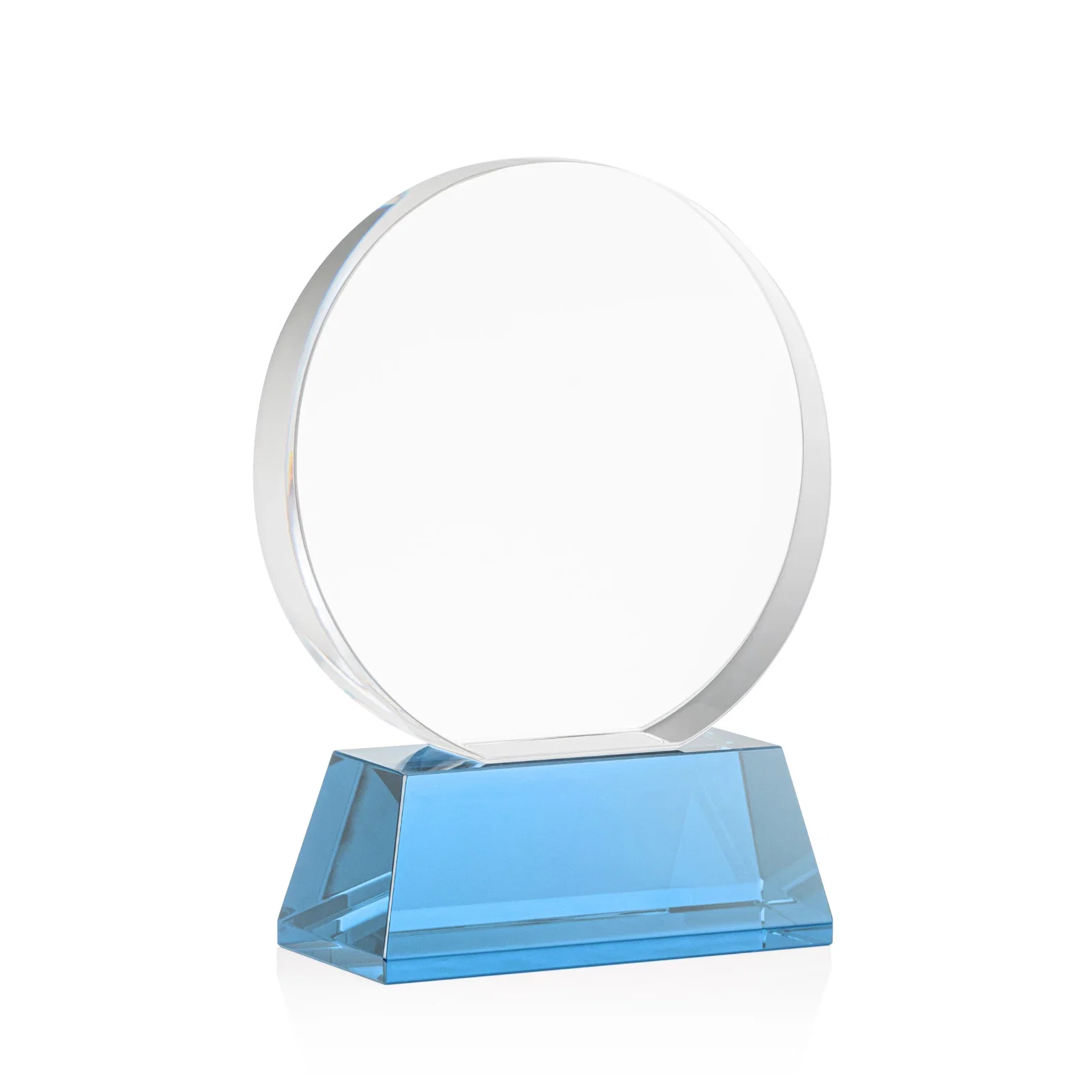 Custom Extra Thick Optical Crystal Circle Award with Second Etch Position, awards, with your logo for employee recognition