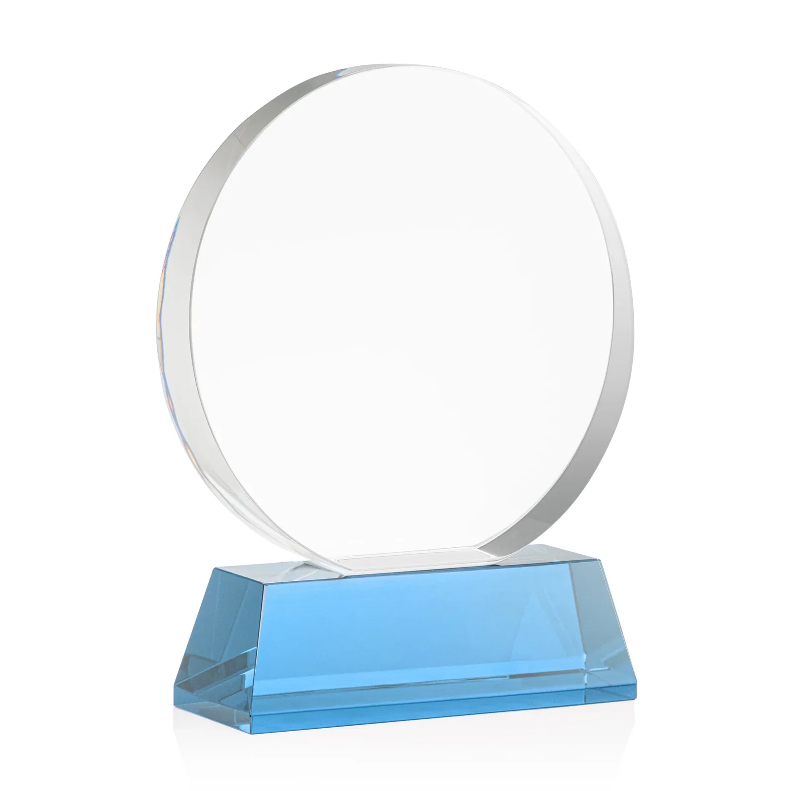 Custom Extra Thick Optical Crystal Circle Award with Second Etch Position, awards, with your logo for corporate award ceremonies