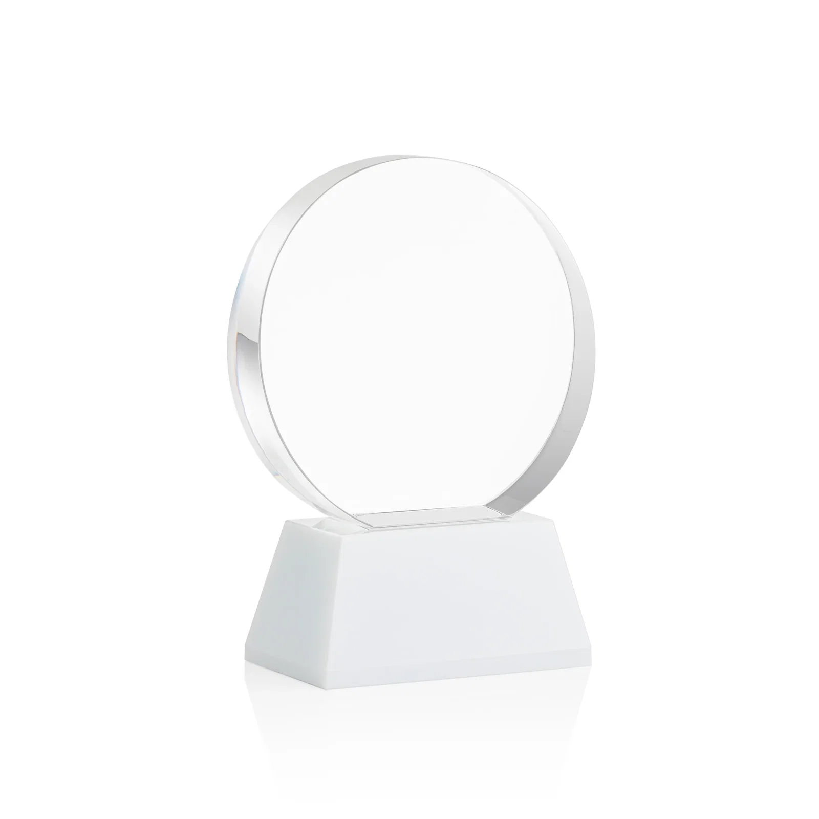 Custom Extra Thick Optical Crystal Circle Award with Second Etch Position, awards, with your logo for service anniversary gifts