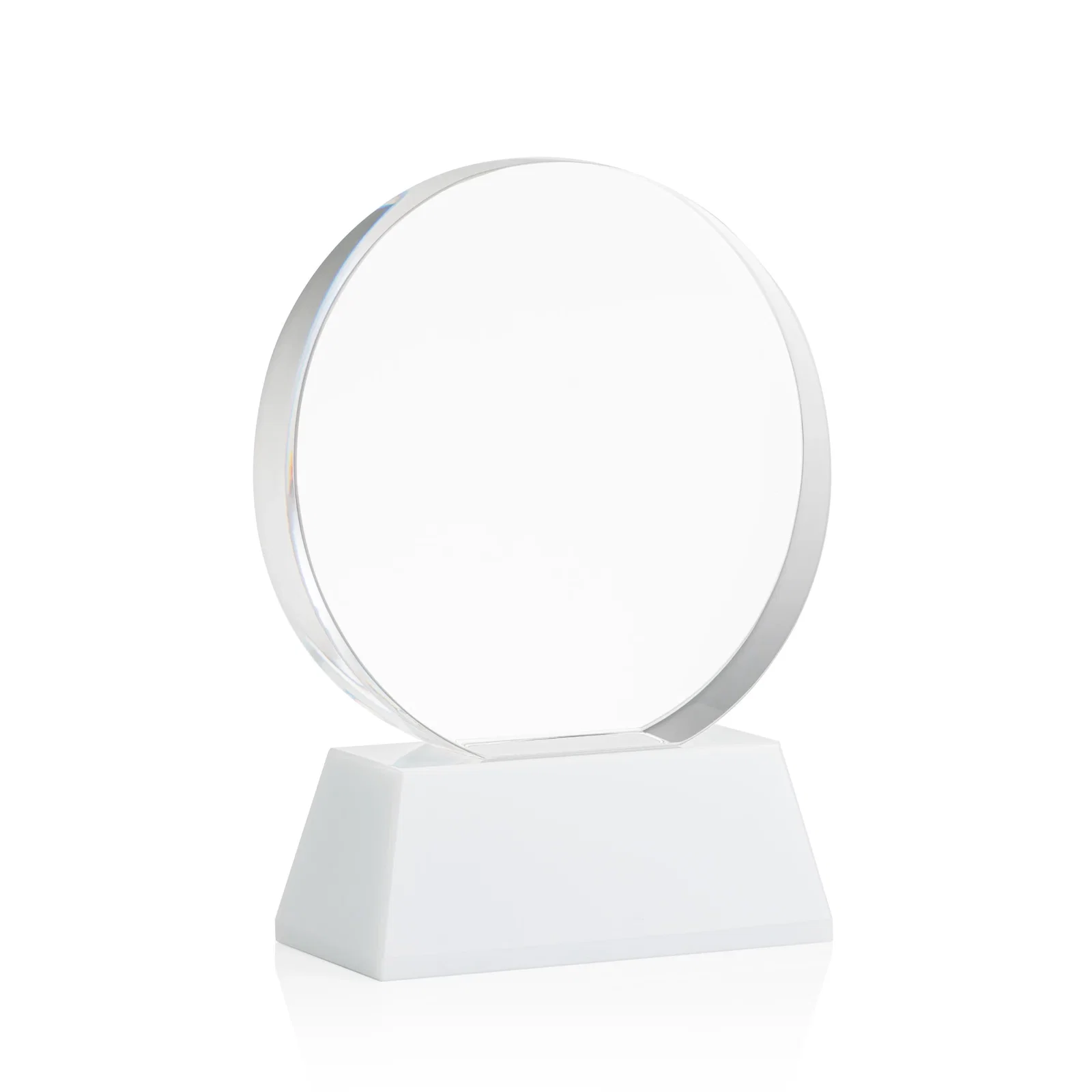 Custom Extra Thick Optical Crystal Circle Award with Second Etch Position, awards, with your logo for sales achievement awards