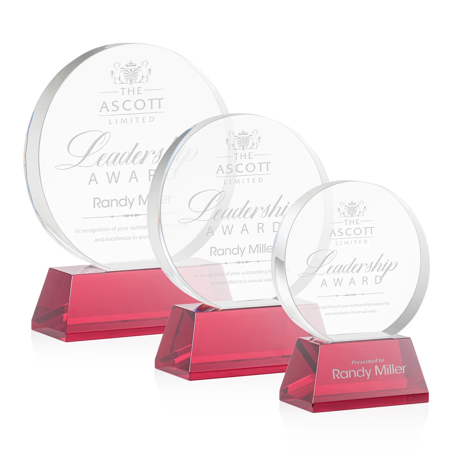 Personalized Extra Thick Optical Crystal Circle Award with Second Etch Position, awards for volunteer appreciation