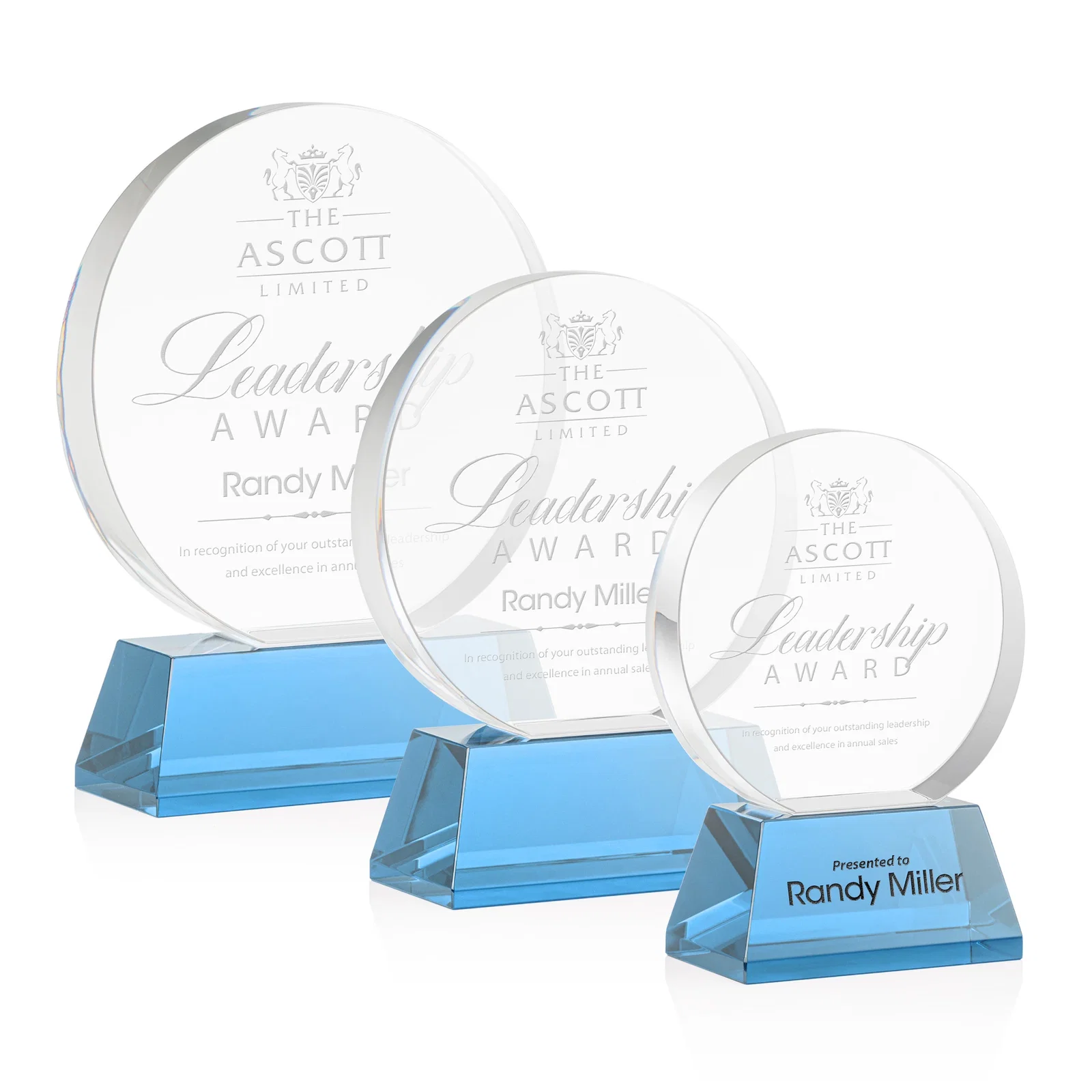 Promotional Extra Thick Optical Crystal Circle Award with Second Etch Position, awards for corporate award ceremonies