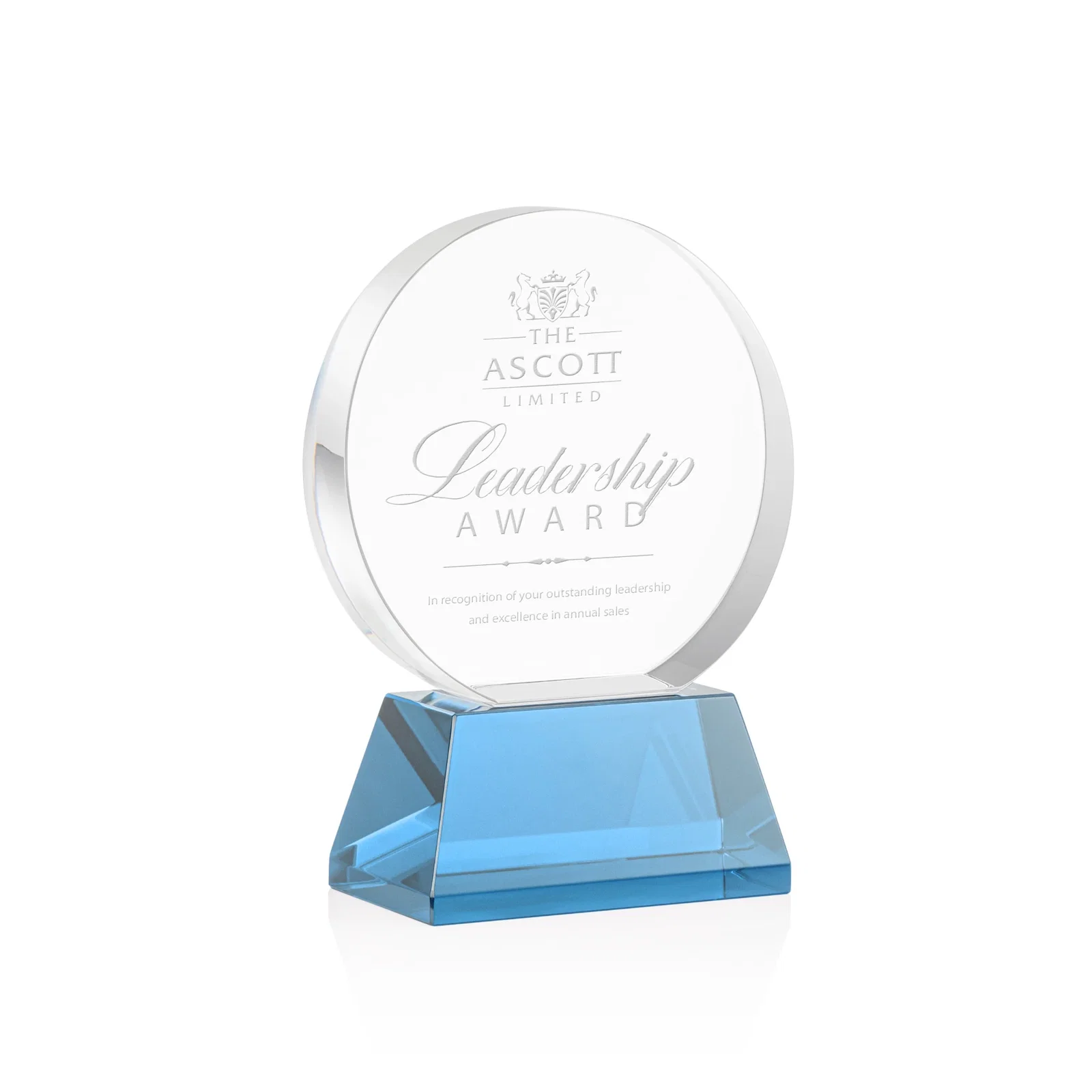 Promotional Extra Thick Optical Crystal Circle Award with Second Etch Position, awards for service anniversary gifts