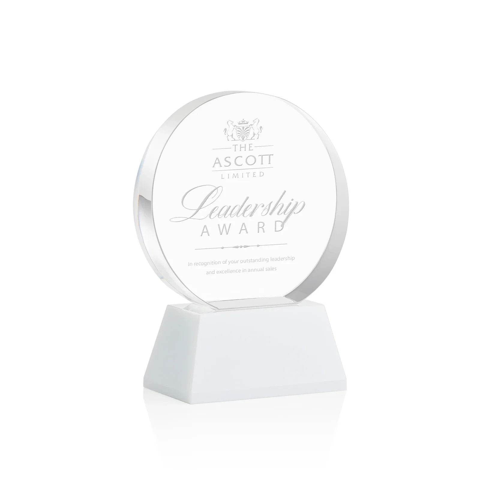 Promotional Extra Thick Optical Crystal Circle Award with Second Etch Position, awards for donor appreciation