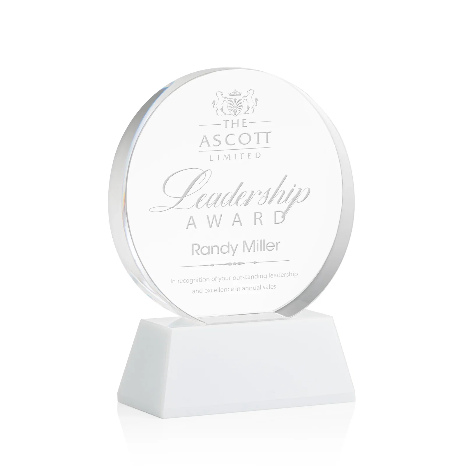 Promotional Extra Thick Optical Crystal Circle Award with Second Etch Position, awards for graduation ceremonies