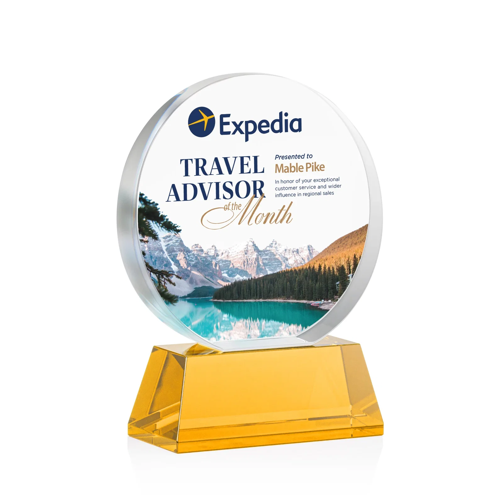 Promotional Extra Thick Optical Crystal Circle Award with Second Etch Position, awards for company anniversary events