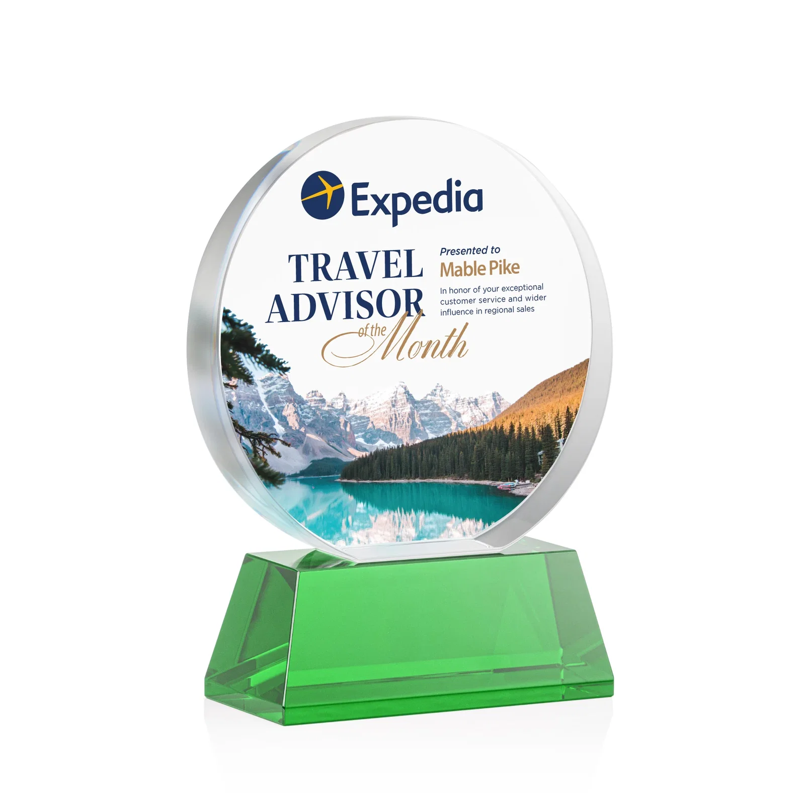 Branded Extra Thick Optical Crystal Circle Award with Second Etch Position, awards for graduation ceremonies