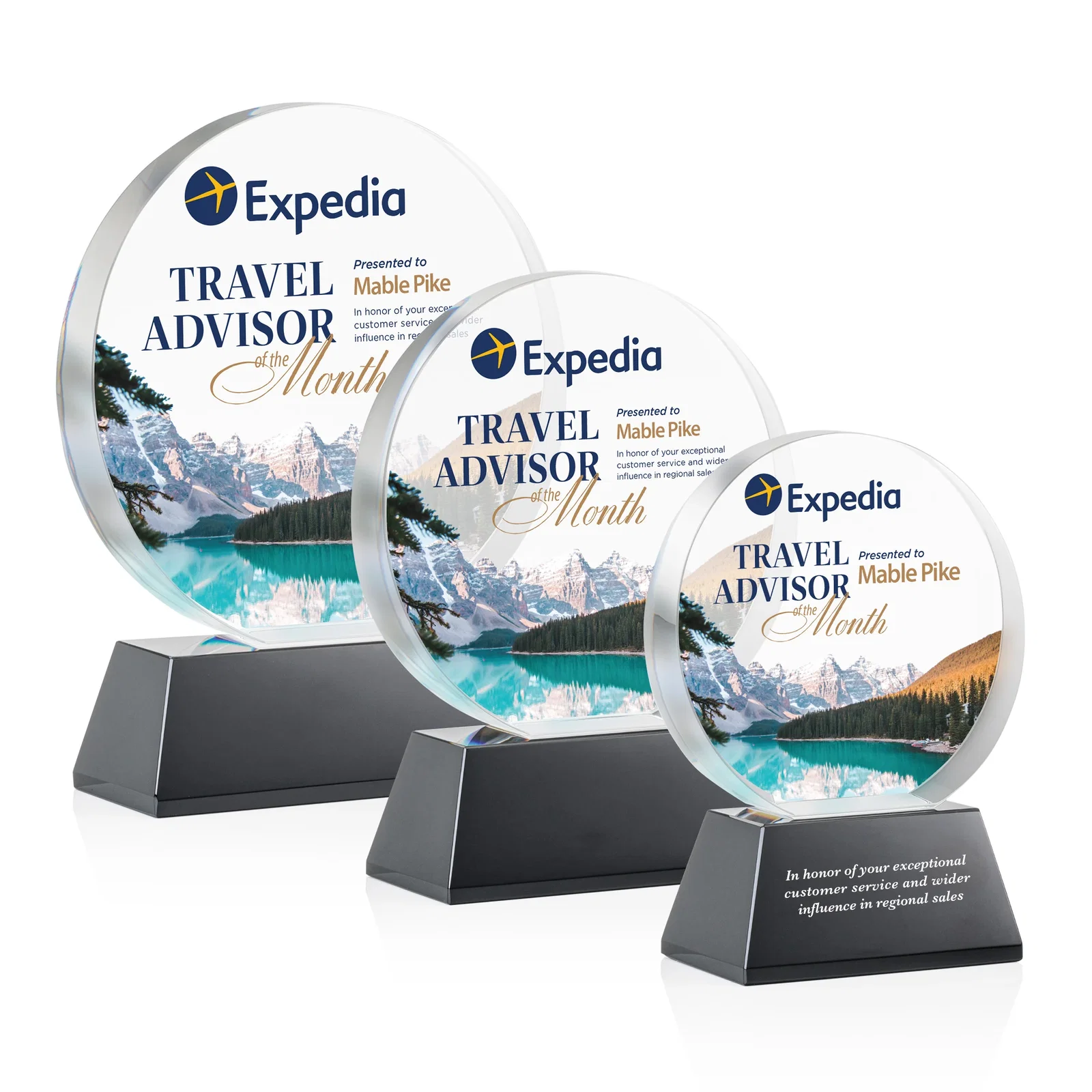 Branded Extra Thick Optical Crystal Circle Award with Second Etch Position, awards for volunteer appreciation