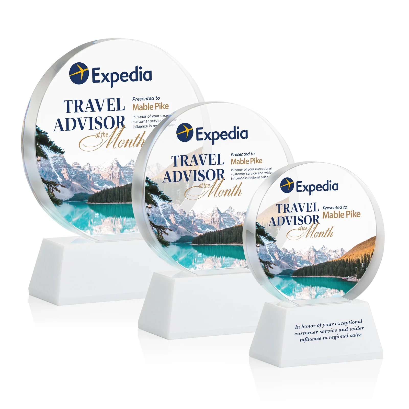 Customized Extra Thick Optical Crystal Circle Award with Second Etch Position, awards for corporate award ceremonies