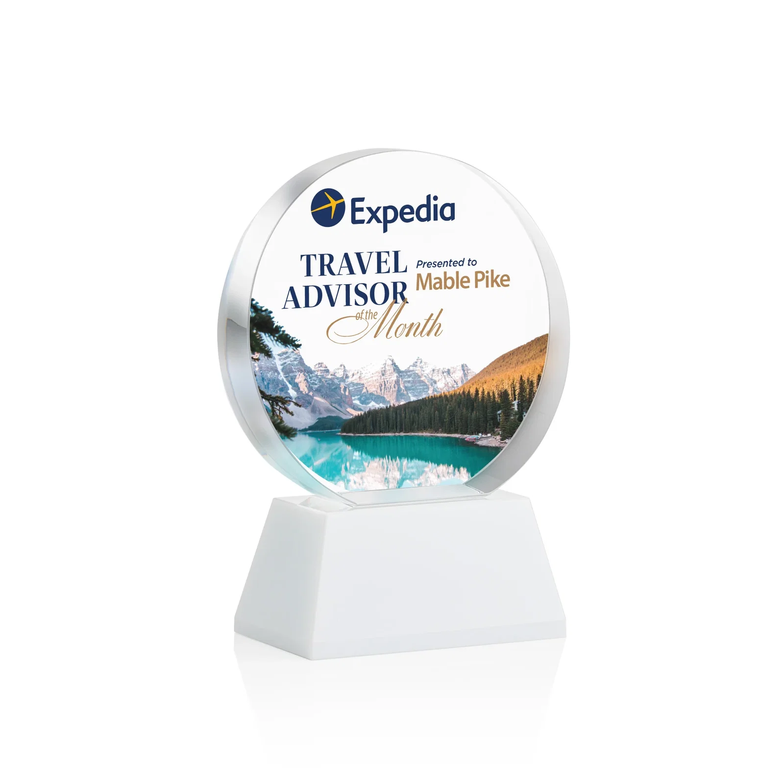 Customized Extra Thick Optical Crystal Circle Award with Second Etch Position, awards for service anniversary gifts