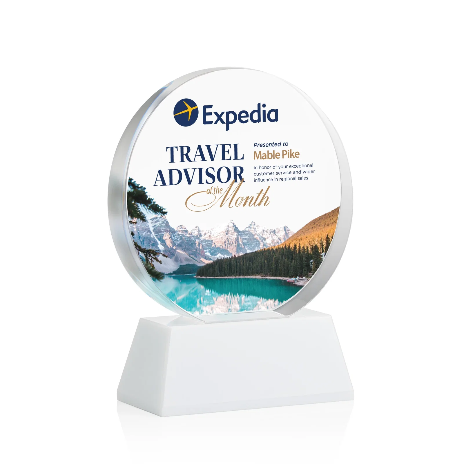 Customized Extra Thick Optical Crystal Circle Award with Second Etch Position, awards for sales achievement awards