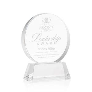 Extra Thick Optical Crystal Circle Award with Second Etch Position