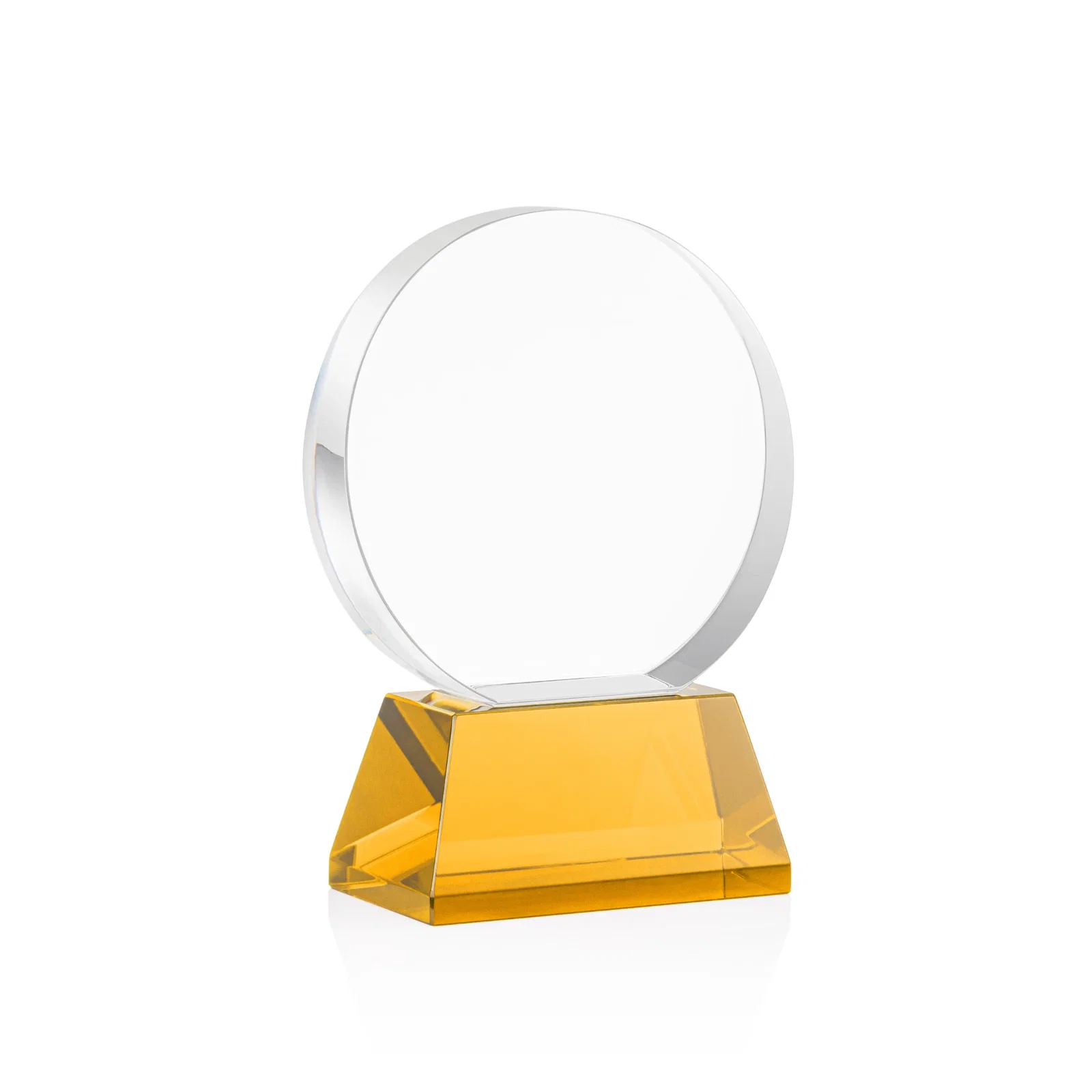 Customized Extra Thick Optical Crystal Circle Award with Second Etch Position, awards for graduation ceremonies