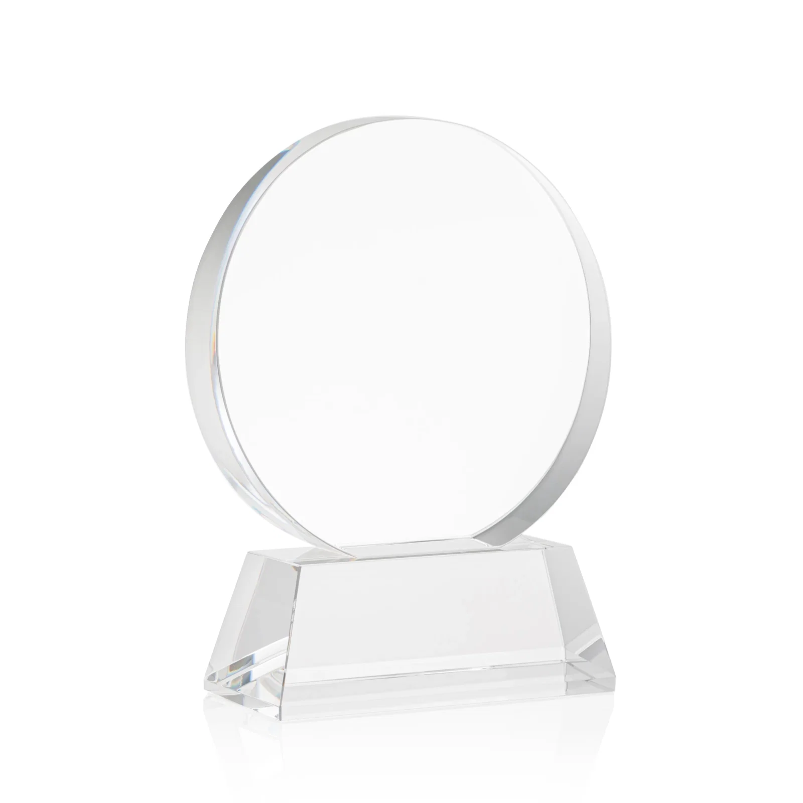 Customized Extra Thick Optical Crystal Circle Award with Second Etch Position, awards for safety achievement programs