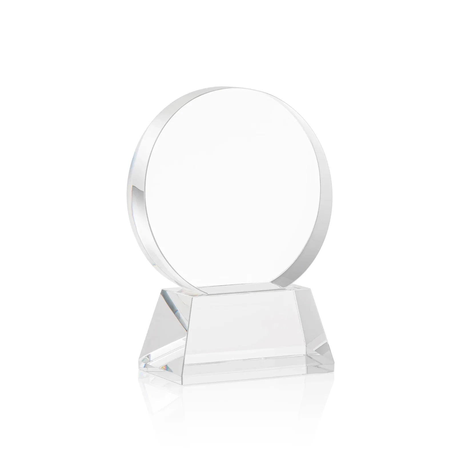 Customized Extra Thick Optical Crystal Circle Award with Second Etch Position, awards for dealer and partner awards