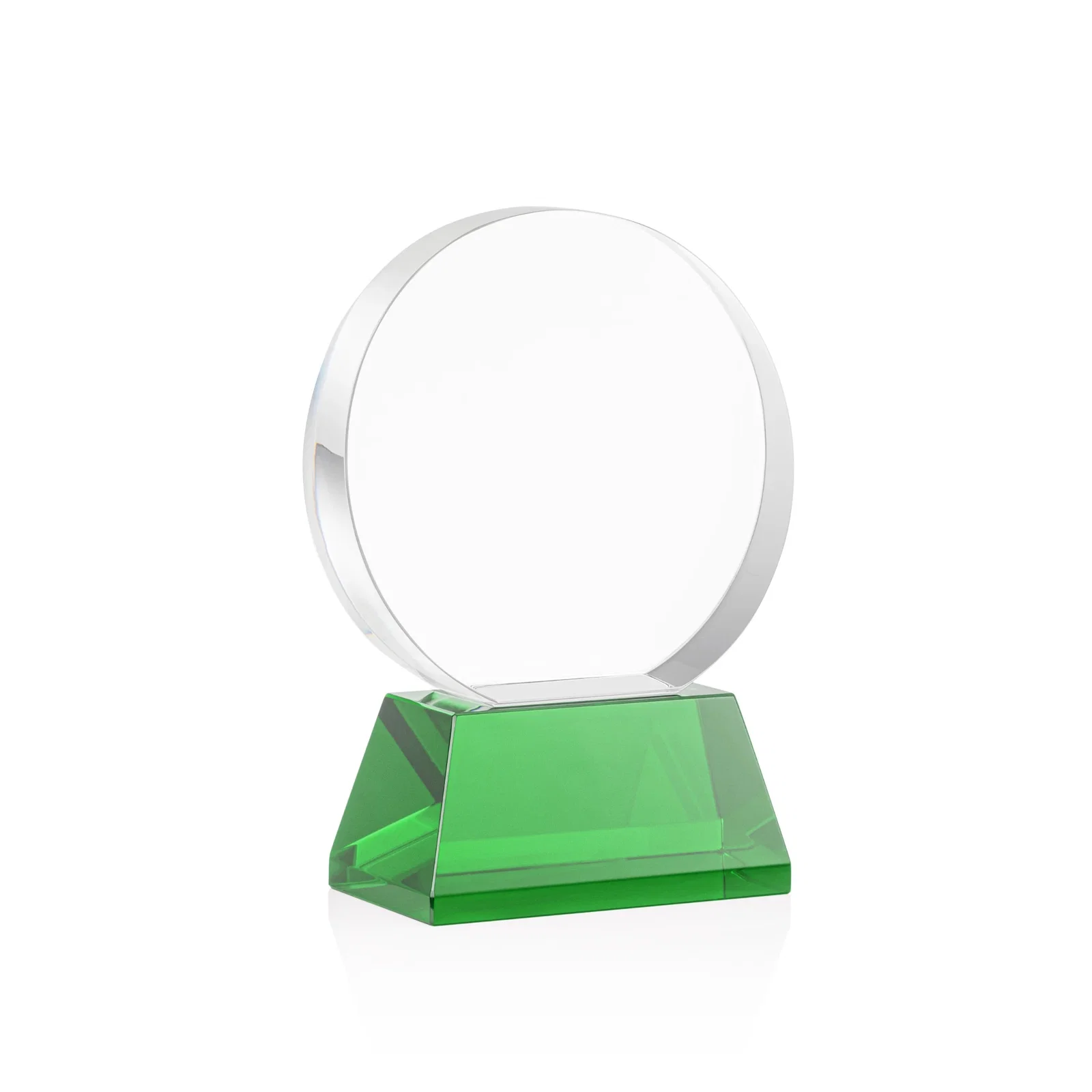 Customized Extra Thick Optical Crystal Circle Award with Second Etch Position, awards for company anniversary events