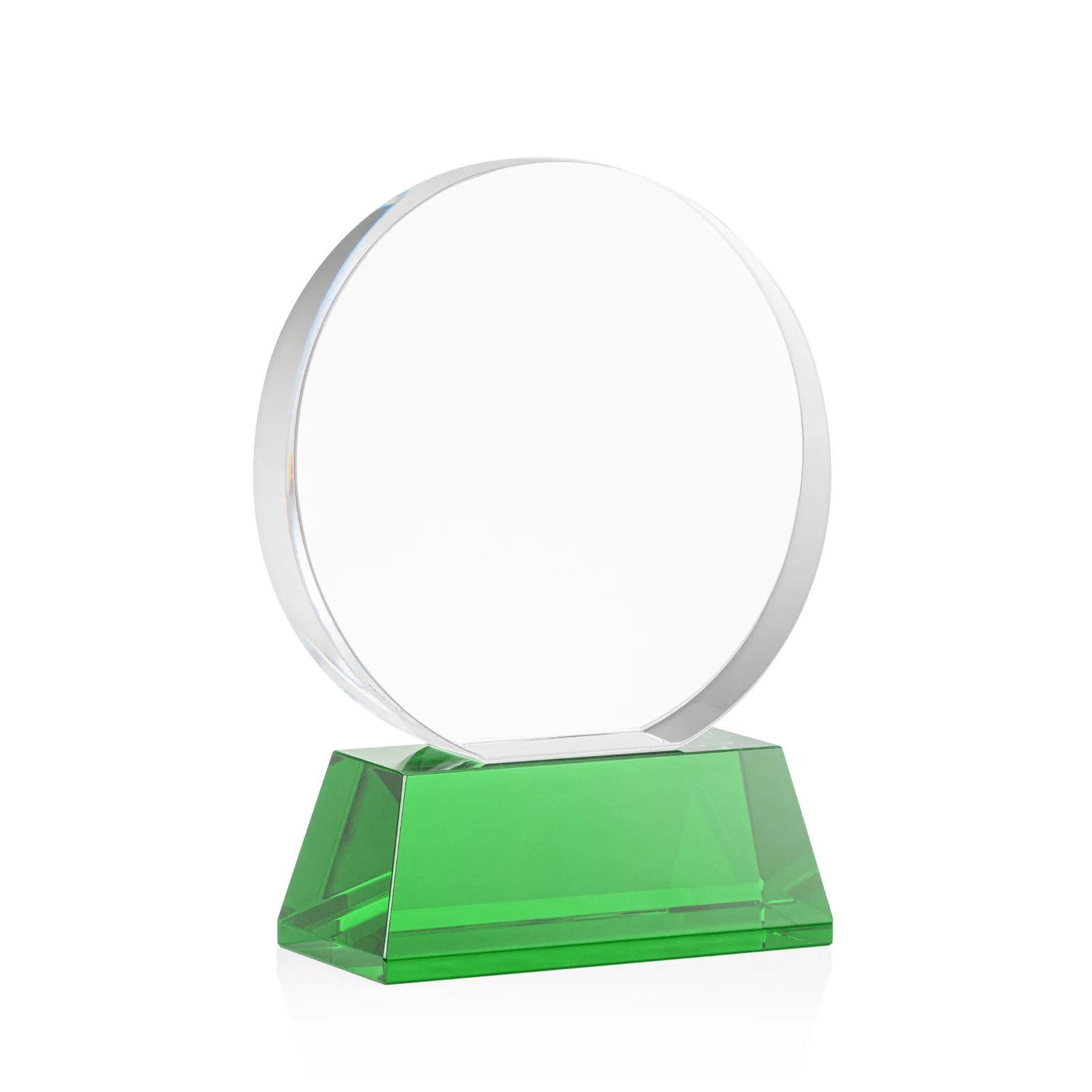 Custom engraved Extra Thick Optical Crystal Circle Award with Second Etch Position, awards for employee recognition
