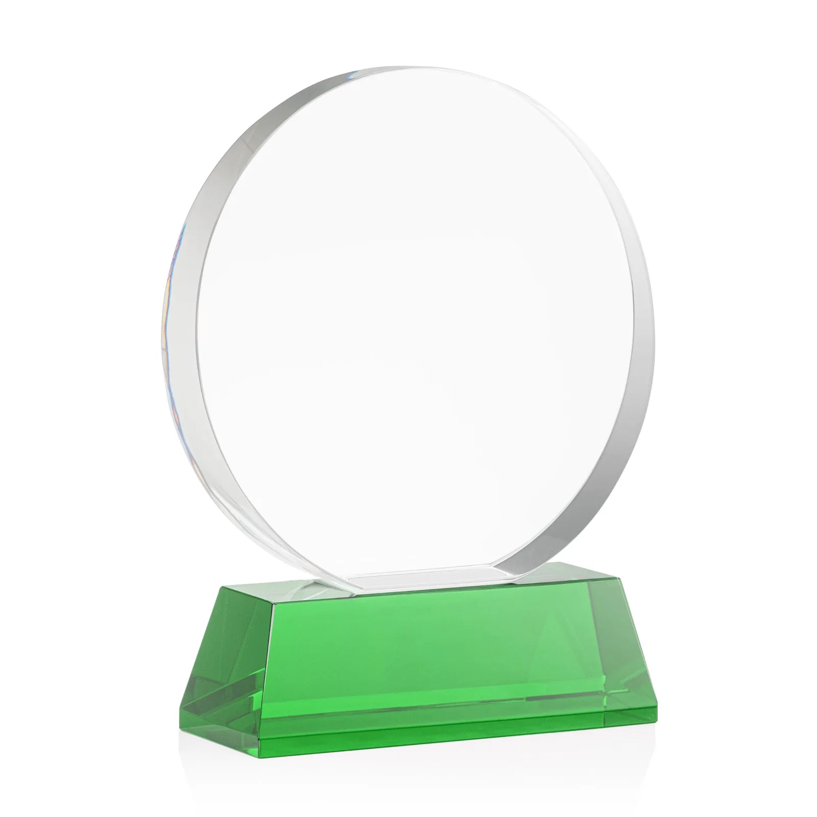 Custom engraved Extra Thick Optical Crystal Circle Award with Second Etch Position, awards for corporate award ceremonies