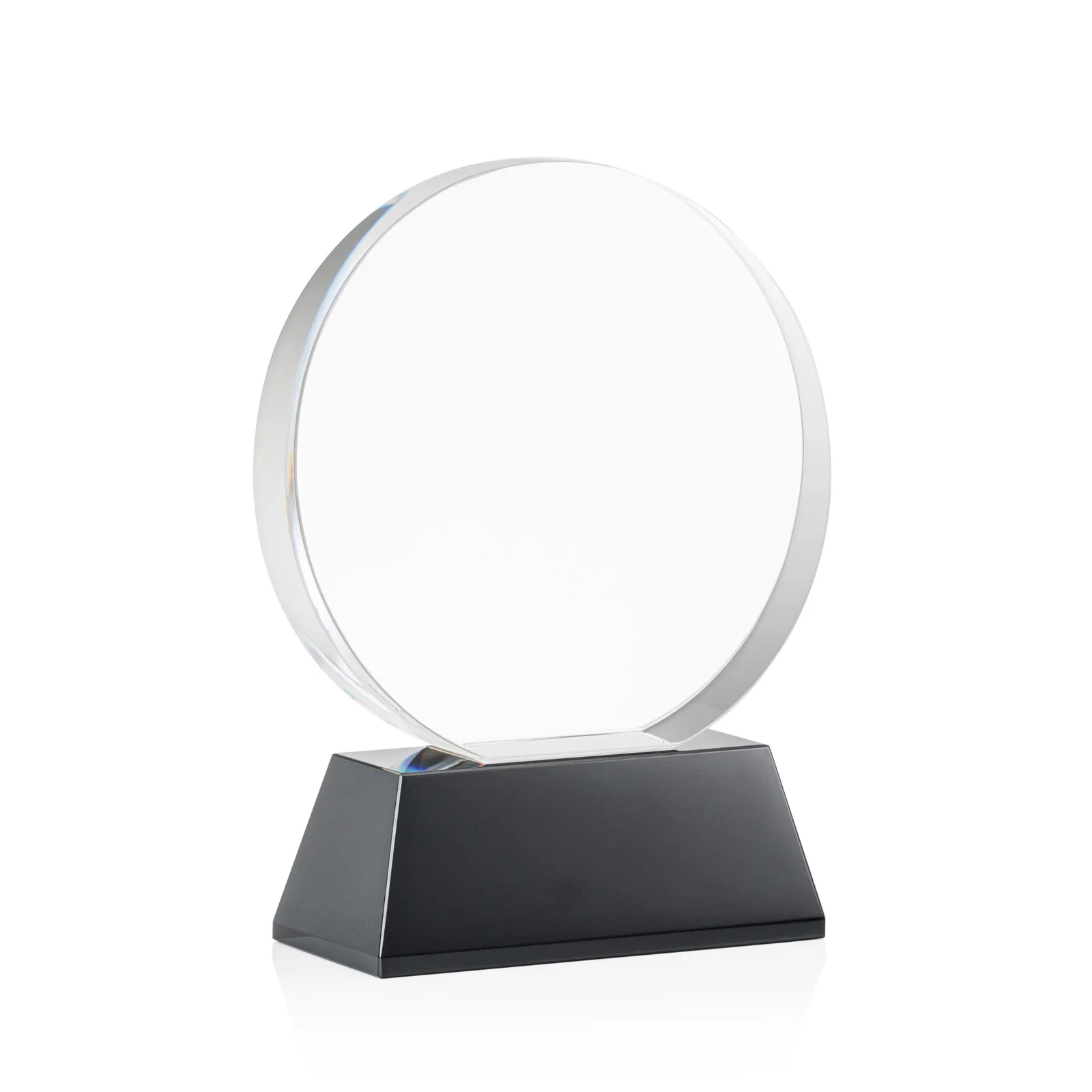 Custom engraved Extra Thick Optical Crystal Circle Award with Second Etch Position, awards for sales achievement awards