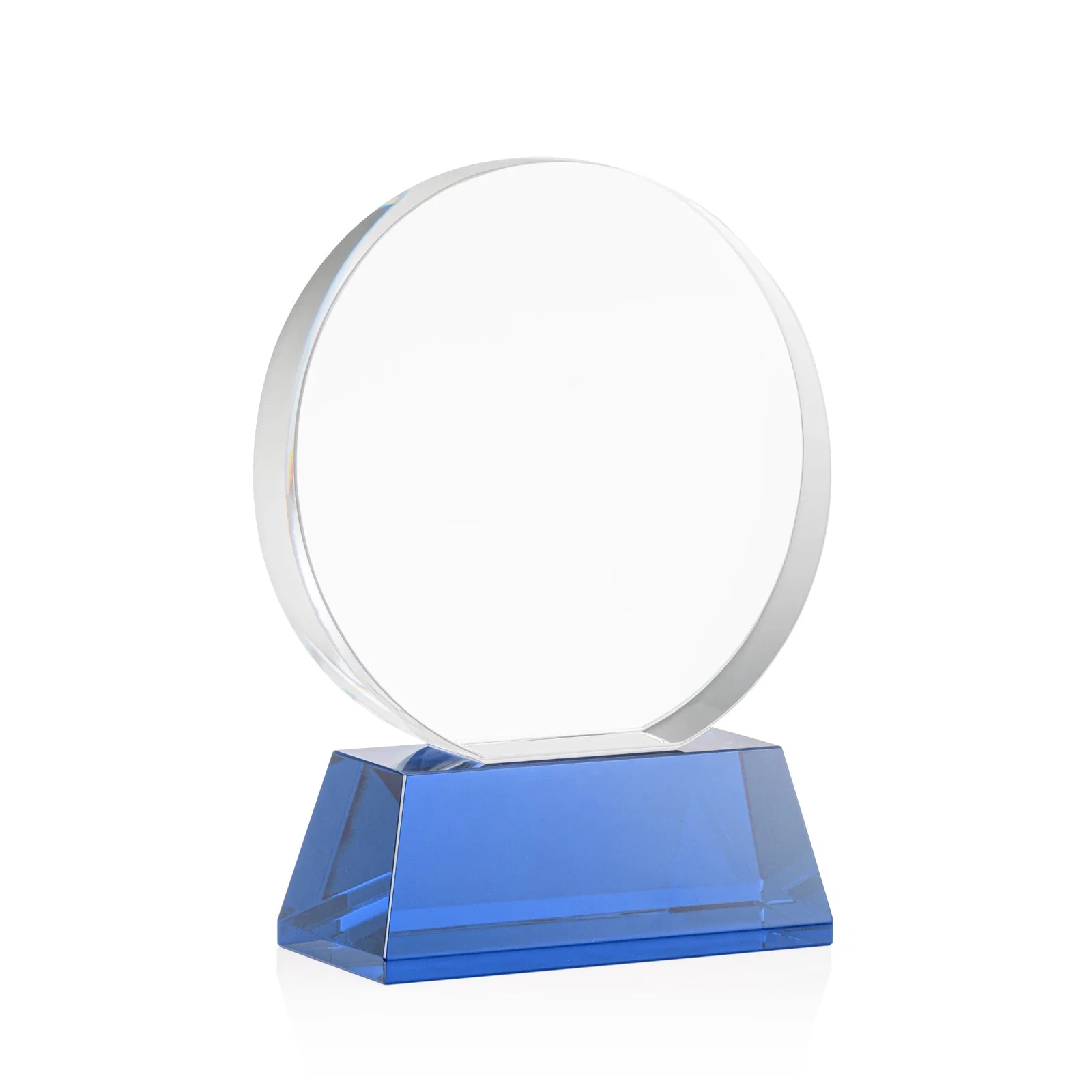 Custom engraved Extra Thick Optical Crystal Circle Award with Second Etch Position, awards for donor appreciation