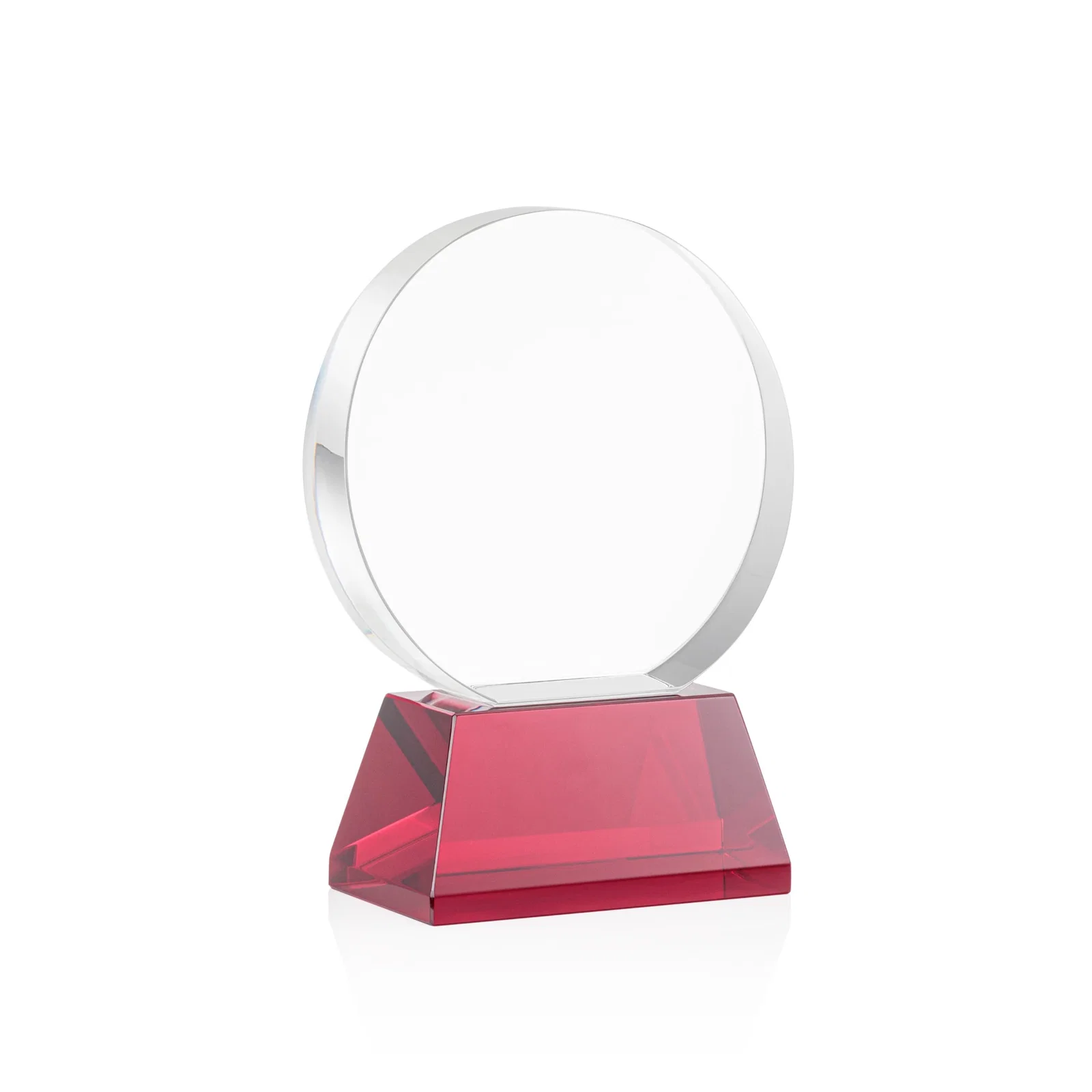 Custom engraved Extra Thick Optical Crystal Circle Award with Second Etch Position, awards for safety achievement programs